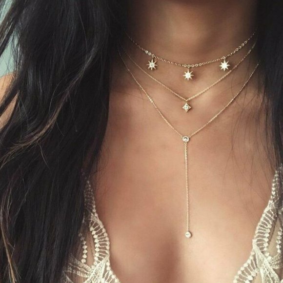 Jewelry - 3 for $35 New Gold Multilayered Crystal Necklace
